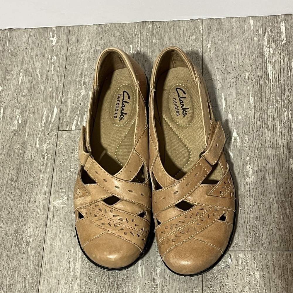 CLARKS Womens Light Brown Bendables Ashland River Slip-on Flats Shoes - 6M